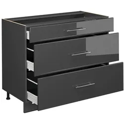 Vicco, Regal, Küchenunterschrank Fame-Line, Anthrazit Hochglanz/Anthrazit, 100 cm, AP Anthrazit (100 x 60 x 82 cm)