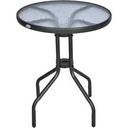 OKWISH Standard outdoor table Metall Schwarz Ø60x70 cm, rund, mit Sicherheitsglas, pflegeleicht und einfach zu montieren