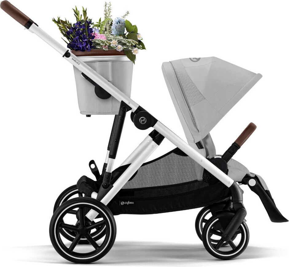 Cybex Gazelle S Kinderwagen - Kollektion 2023 / Geschwisterwagen / Zwillingswagen, Cybex Kinderwagen Gestell:Silver, Design::Lava Grey