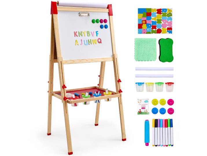 SucceBuy – planche à dessin magnétique pour enfants, chevalet d'art Double face en bois avec tableau blanc, cadeaux pour filles, jouets