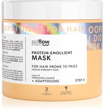 so!flow Medium Porosity Hair Protein-Emollient Mask máscara para cabelo anti-frizz 400 ml. Medium Porosity Hair Protein-Emollient Mask