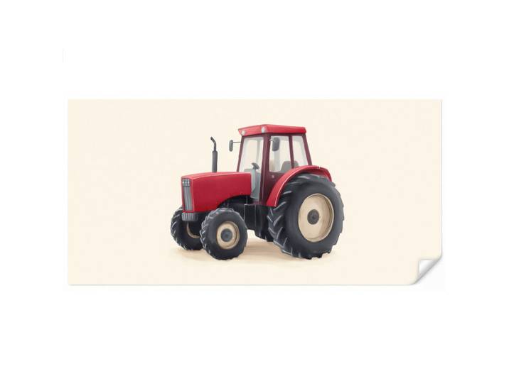 OnlyWow Kindertapete - Traktor - Minimalistisch - Illustration - Rot - 500x260 cm, Papier, Rechteckig, 500x260 cm, Tapeten & Wandverkleidungen, Vliestapeten