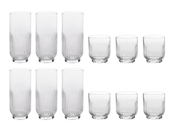 Cosy & Trendy Service de 12 Verres Martin en Verre\, 6 Verres à Eau 33 cl et 6 Verres à Soft 39 cl\, 6 Personnes