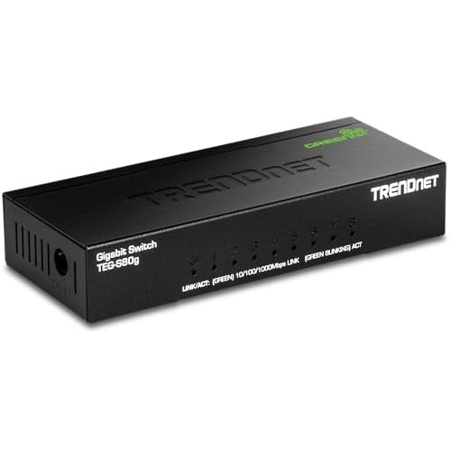 TRENDnet TEG-S80G 8-poorts Gigabit onbeheerde desktop ethernet schakelaar, zwart