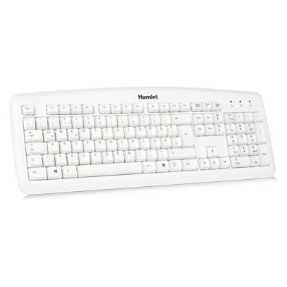 Hamlet XKKITA2-D1W-WH German QWERTY USB Keyboard - White (Standard, Wired, USB, Membrane Keyboard, Q (DE, Kabelgebunden) (XKKITA2-D1W-WH)