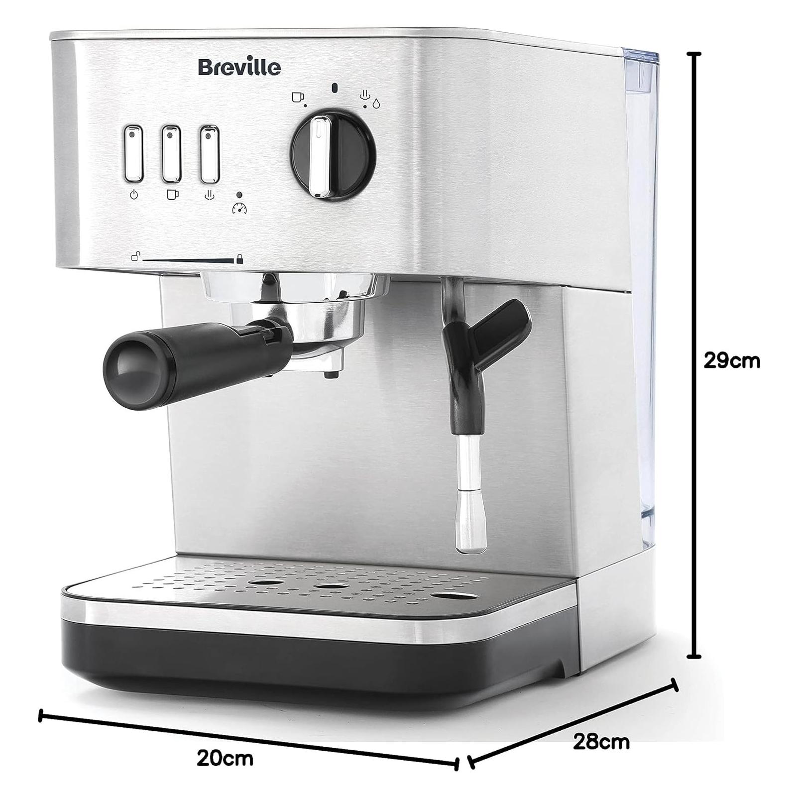 Breville Automatische Espressomaschine mit Dampfdüse für Cappuccino und Milchkaffee (VCF149X)