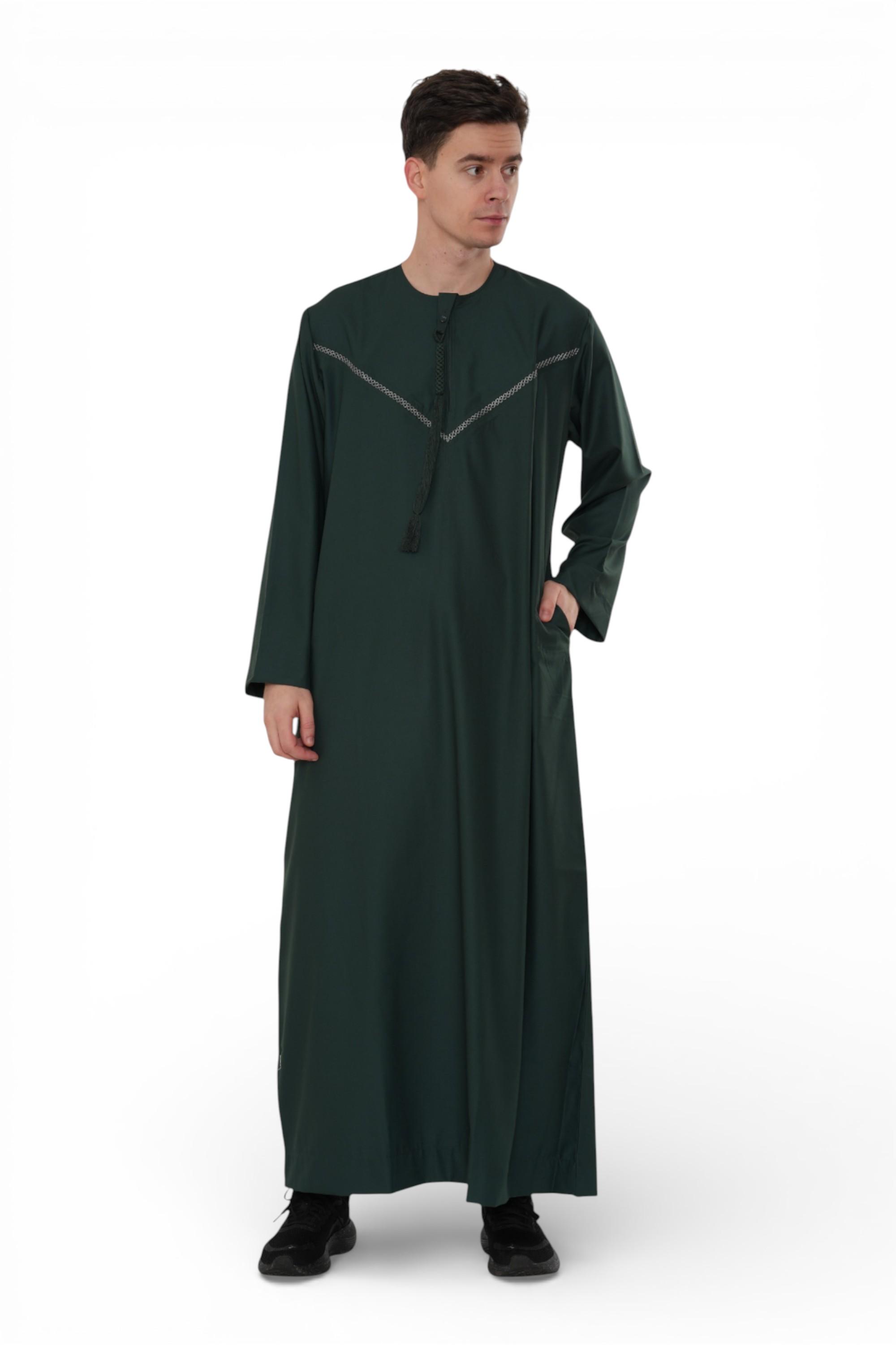 Herren Eid Grüne marokkanische Thobe Robe Djellaba Ramadan Eid Jubba- HM10