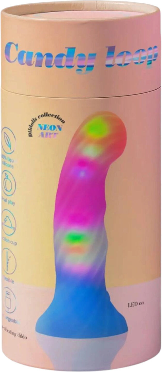 Love to Love Candy Loop - glowing LED silicone dildo (pink-blue) - 16.9 cm