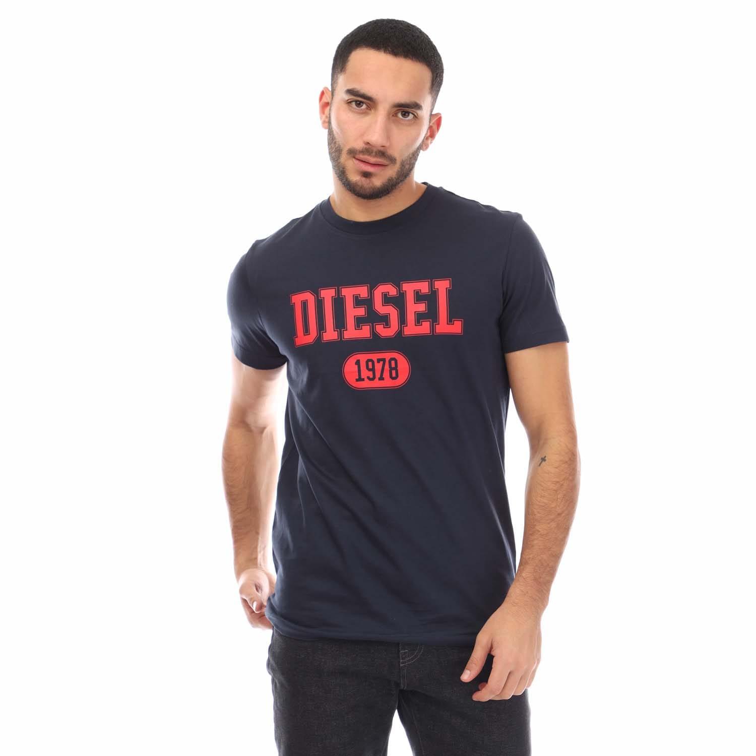 Diesel 1978 Varsity Design Marineblaues T-Shirt