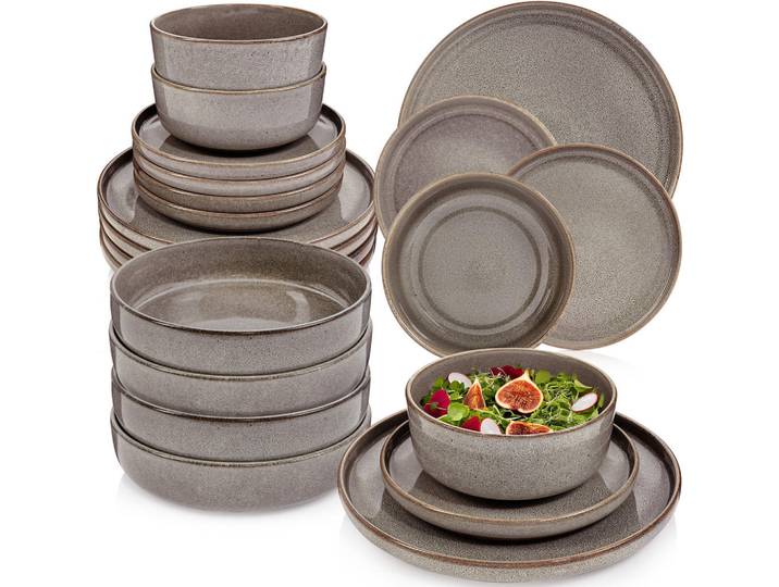 Sänger Tafelservice Kairo Graphit - 24 teilig aus Steingut, Braun, 24-teilig, 70x30x70 cm, kratzfest, Geschirr, Geschirrsets, Tafelservice