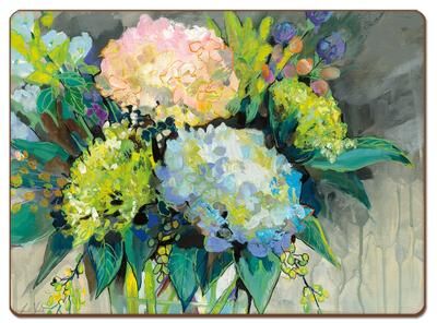 Cala Home Hardboard Placemats - Hydrangea From The Garden - Set of 4 - 15.5x11.25x.231