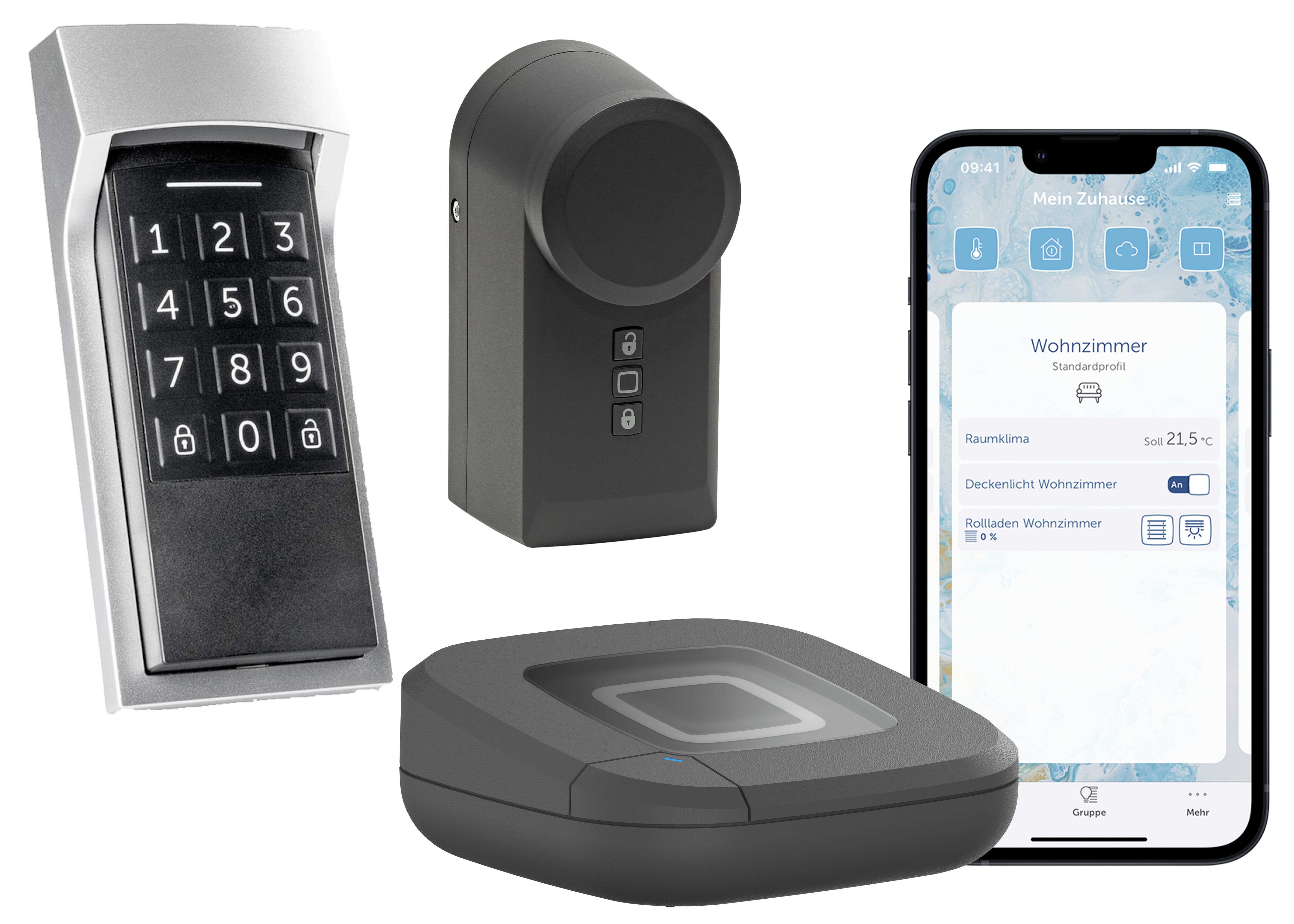 Homematic IP Starter Set Haustür Plus . Türschlossantrieb . Keypad . Access Point - anthrazit