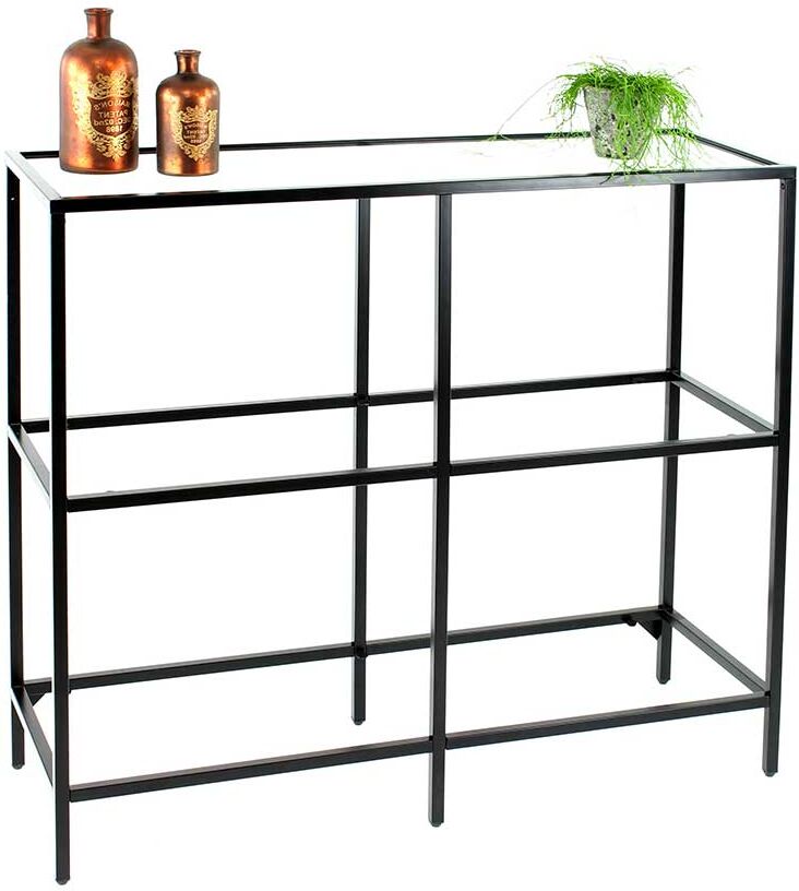 Pharao24.de Bücher Regal mit Glasböden im Industry und Loft Stil 100 cm breit