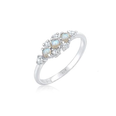 Verlobungsring ELLI "Labradorit Grau 925 Sterling Silber" Gr. 52, silber, Fingerringe, Damen, 52mm, Silber 925 (Sterlingsilber), 1,5mm, Verlobungsring