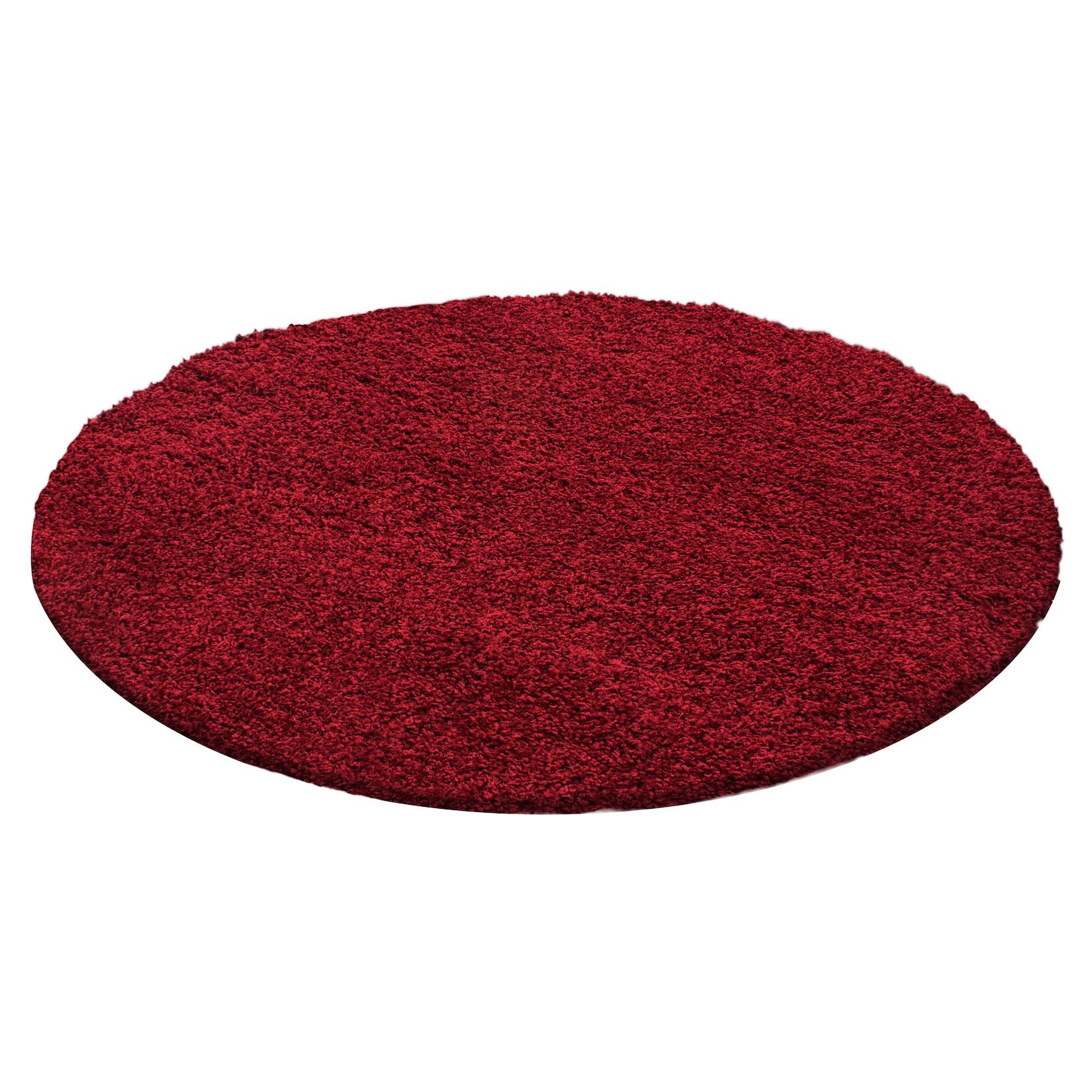 Hochflorteppich RHEIN, einfarbig, Rot, Ø 160 cm