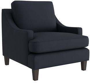 Cameron Leather Chair - Navy Leather, Navy Walnut - Ballard Designs