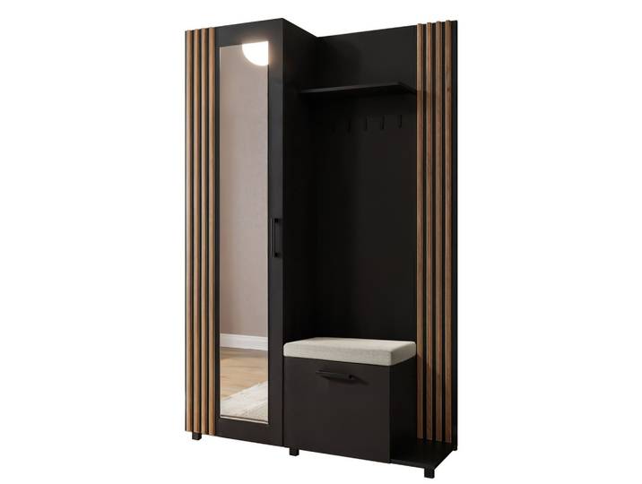GARDEROBENSCHRANK ARMADIO 137/207/42 cm Modern Garderobe-Set Schwarz