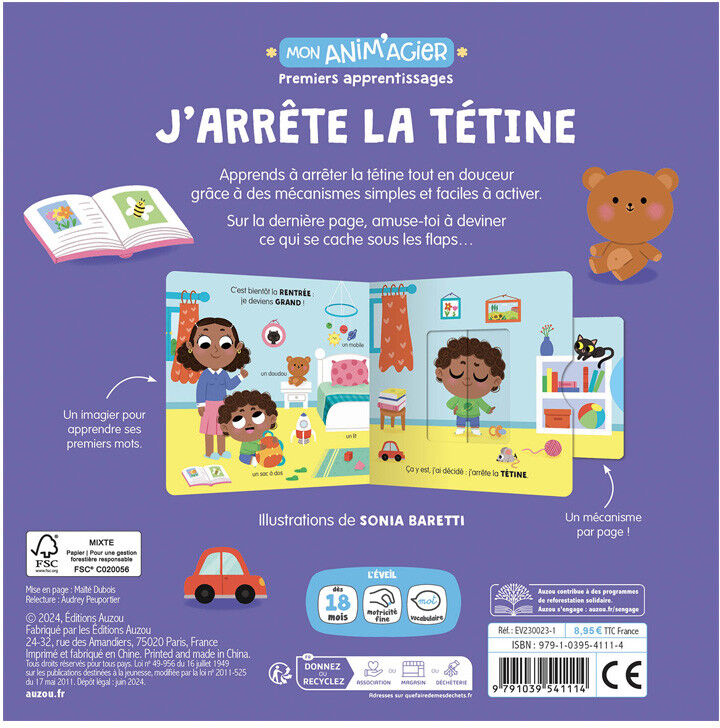 Mon anim'agier premiers apprentissages : J'arrête la tétine - Auzou
