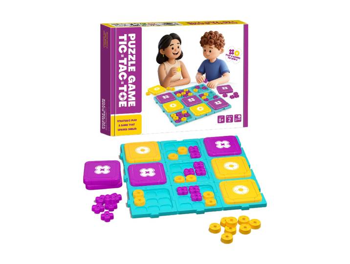FUNJEO Jeu du morpion jaune-violet