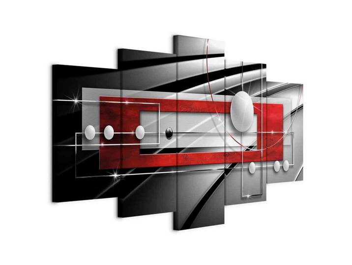 Leinwandbild Symmetry Grau Rot B: 100 cm