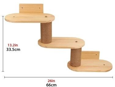 Uplifted Finds Wall Mounted Wooden Cat Climbing Shelves And Scratching Post triple Ladder