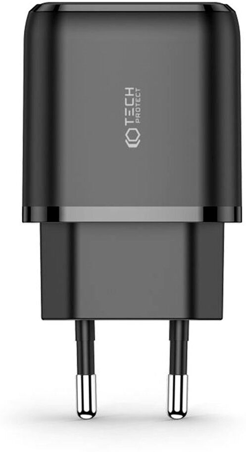 Tech-Protect 20W Vægoplader m. 1 x USB-C & 1 x USB-A - Sort