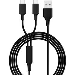 Smrter USB-Ladekabel USB 2.0 USB-A Stecker, USB-C® Stecker 1.20 m Schwarz Textil-Mantel SMRTER_HYDRA_DUO_C_BK