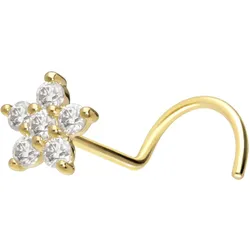 14/18 Karat Gold Nasenstecker Spirale MOISSANIT-BLUME