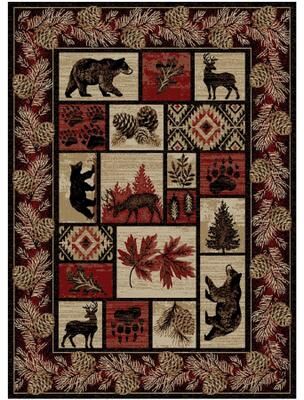 Mayberry Rug American Destination Dawn Woods Red Rustic Area Rug
