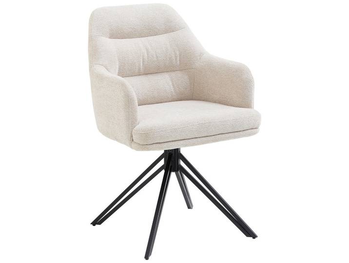 P & B Armlehnstuhl, Beige, Textil, eckig, Drehkreuz, 57x85x60 cm, Esszimmer, Stuhl, Polsterstühle