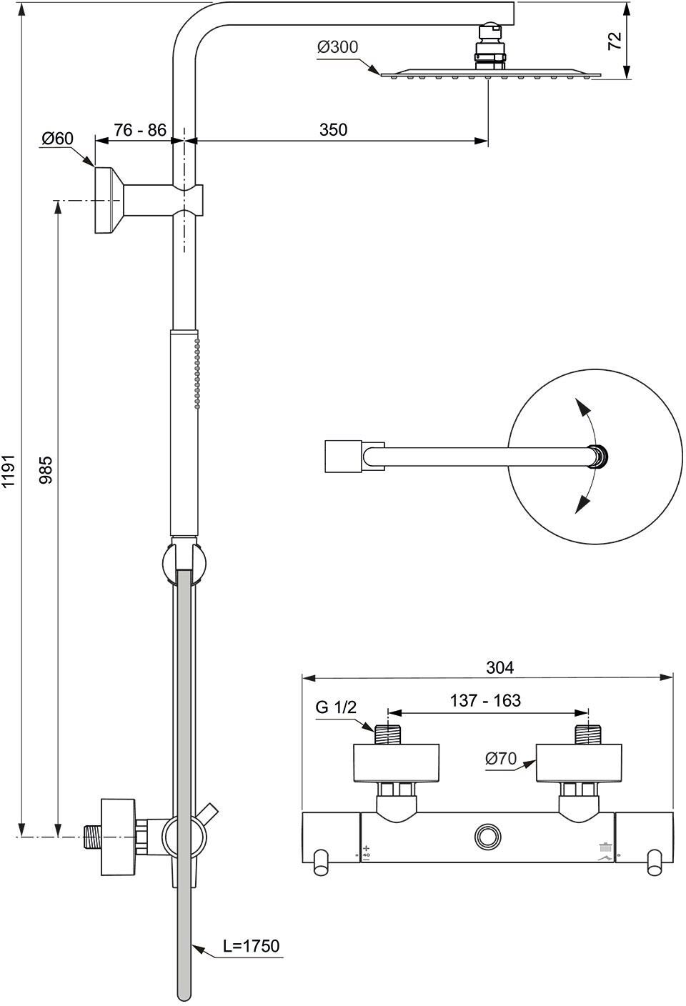 Ideal Standard T125 Duschsystem Aufputz