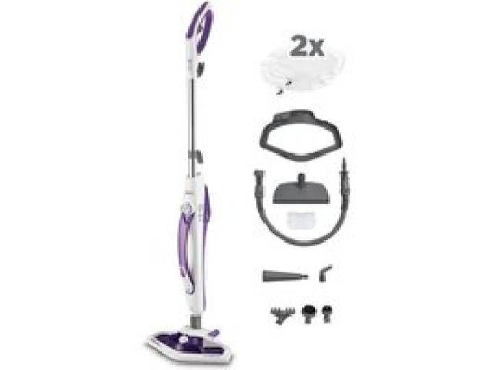 balai vapeur 2 en 1 avec nettoyeur portable Puissance 1 500 W 11 accessoires inclus chauffe en 15 secondes réservoir