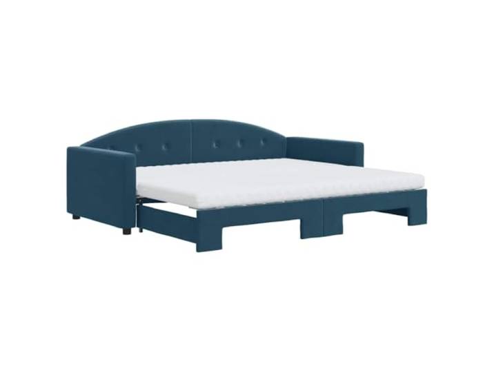 KTHLBRH Ausziehbares Schlafsofa blau 90 x 200 cm mit 2 Matratzen aus Samt Samt 100% Polyester, Metall, Massivholz, Sperrholzlatten, Schaumstoff, Kupfergewebe, 2 Matratzen