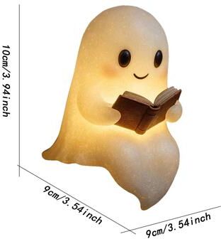 Uplift Picks Ghost Reading Book Lamp Halloween Decorative Light Figure small