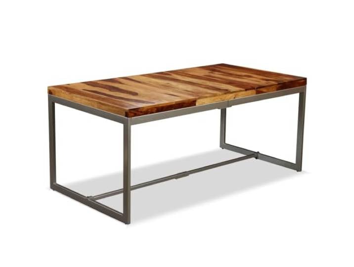 KDACVBMG Esstisch, Massivholz und Stahl, 180 cm, Industriestil Rosenholz, Palisander, tropisches Hartholz, pulverbeschichteter Stahl, einfache Montage, Unikat