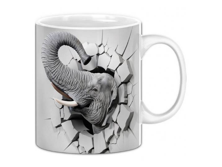 Trendation Tasse 3D Elefant Tasse Geschenk Elefant Durchbruch Wand Grafik Geschenkide