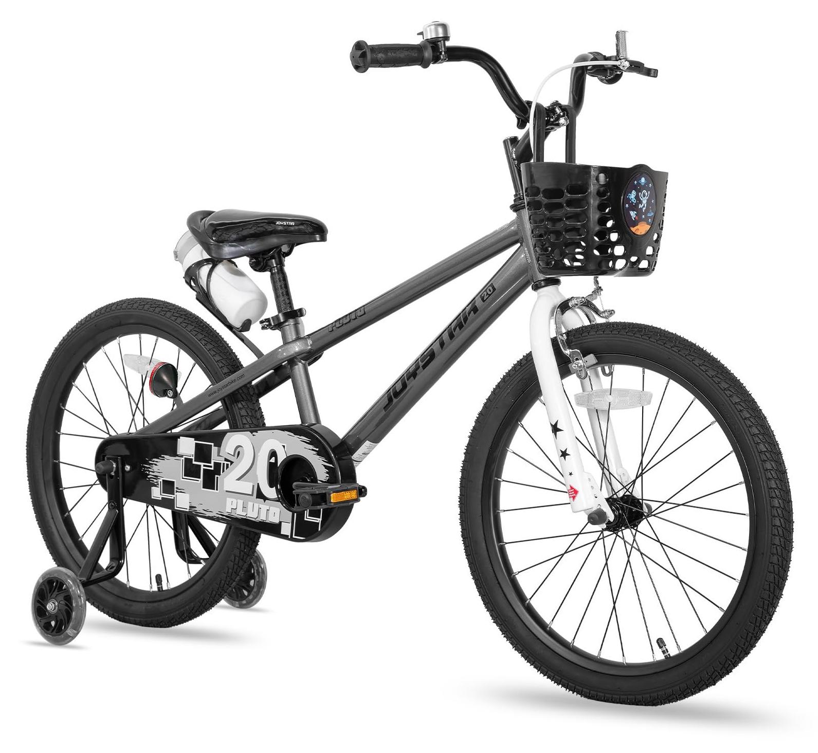 Kinderfahrrad 20 Zoll, 7-10 Jahre, mit Korb und Ständer, grün-grau