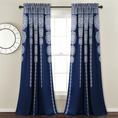 Lush Decor Stripe Medallion Room Darkening Curtain Panel Pair