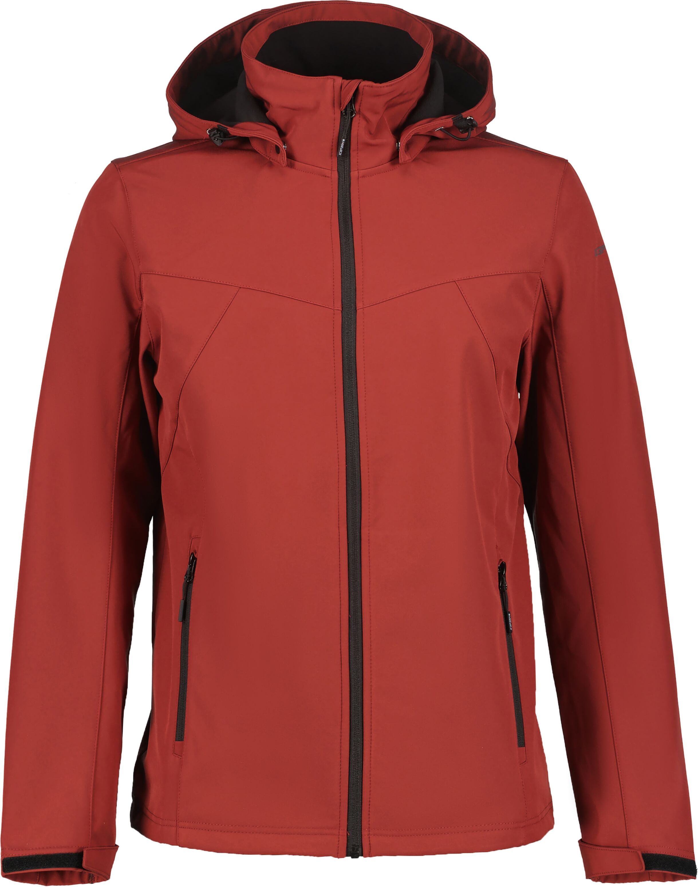 Softshelljacke ICEPEAK "BRIMFIELD", Herren, Gr. 48, rot, Softshell, Obermaterial: 95% Polyester, 5% Elasthan, normal, hoch geschlossener Ausschnitt, mit verstellbarem Klettverschluss, Jacken Softshelljacke, winddicht, wasserabweisend, mit abnehmbarer Kapu