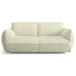 Madinitaly, Sofa + Bettsofa, Festes Sofa – 3-Sitzer – SOFFIO – Cremefarbener Stoff – 220 x 98 x 83 cm (3-Sitzer)
