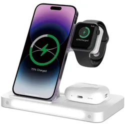 Devia Smart 3in 1 kabelloses Ladegerät 15W weiss (15 W), Wireless Charger, Weiss