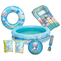 Großes Cocomelon Badeset – Pool, Luftmatratze & Wasserspielzeug (6-teilig)