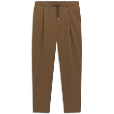 Bundfaltenhose BUGATTI "Tapered Fit", Herren, Gr. 54, Normalgrößen, braun (70, cognac), 85% Polyamid, 15% Elasthan, unifarben, gerade, unten schmal, Hosen, Dynamic Series Tapered Fit Travel Stretch