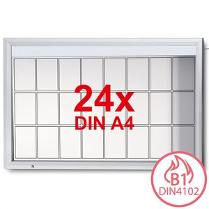 Showdown-Displays Schaukasten T-Linie LED B1 außen, 24 x A4, magnetisch, abschließbar, schwer entflammbar