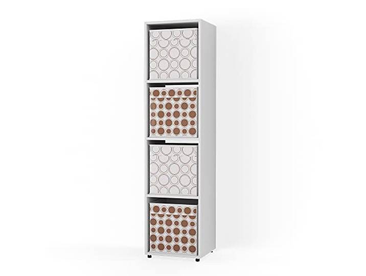 Vicco Raumteiler Ludus , Weiß 142.5 x 36.2 cm mit 2 Faltboxen opt.1, zur Aufbewahrung von Boxen und Gegenständen geeignet