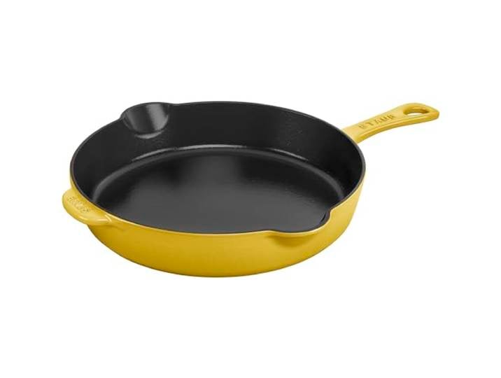 STAUB Traditionelle tiefe Bratpfanne aus Gusseisen, 21,6 cm, Zitronengelb