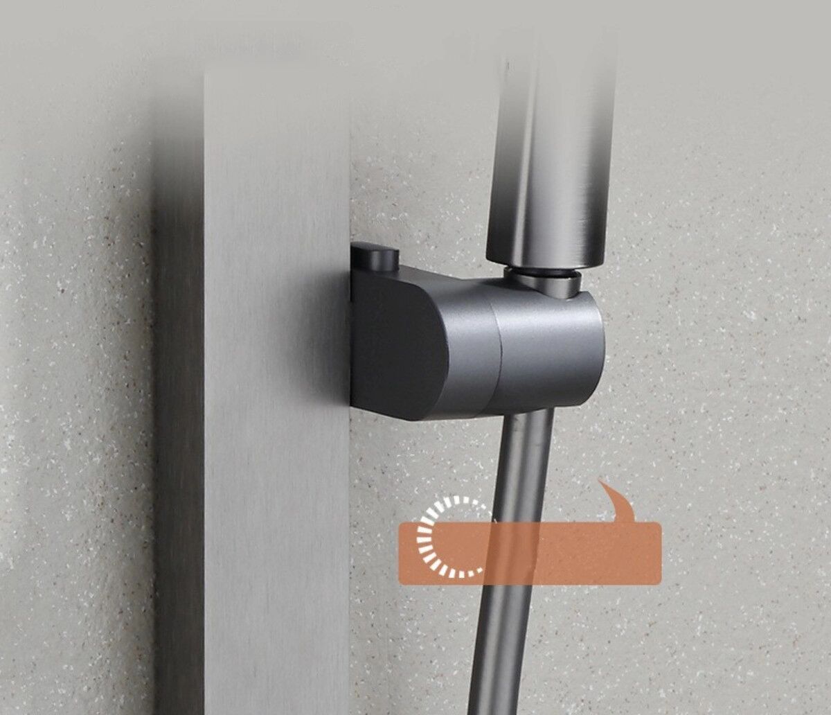 INF 60 cm verstellbare Duschstange aus Space-Aluminium mit leichtgängiger Höhenverstellung Grau