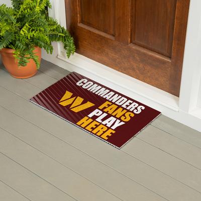 Evergreen "28 in. x 16 in. Washington Commanders ""Fans Play Here"" PVC Door Mat"