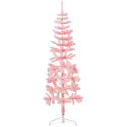 vidaXL Künstlicher Halb-Weihnachtsbaum mit Ständer Schlank Rosa 150 cm