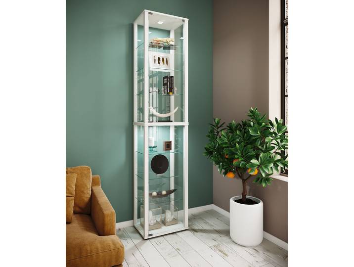 Vitrine sur pied Kavisa 227cm 6 Blanc/Blanc